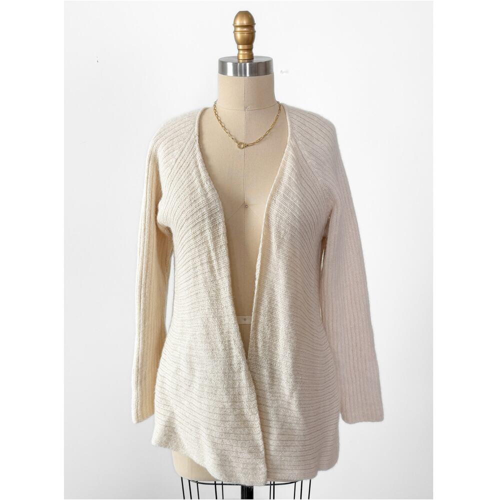 Peruvian Link Cream Alpaca Knit Open Front Cardigan